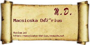 Macsicska Dárius névjegykártya